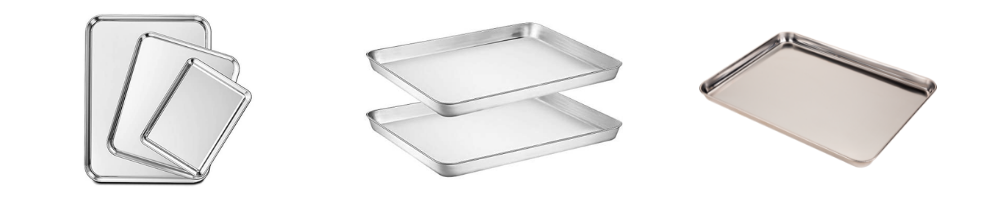 Durable and Multi-Purpose Stainless Steel Tray Set for Healthy Baking PFOA & PTFE Free Royalford Non-Stick Baking Tray Cookie Set 3 Piece 