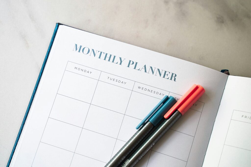 A monthly planner can be used for goals for high school students.