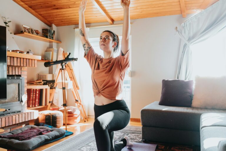 woman working out at home