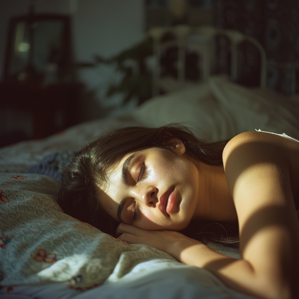 brunette woman sleeping