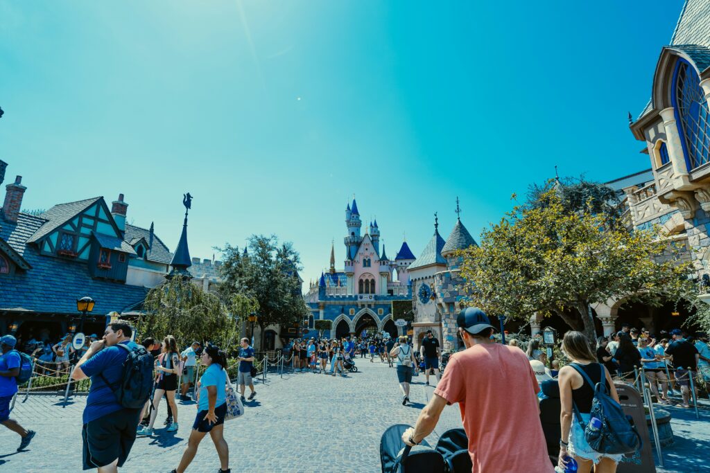 Disneyland guests walk around