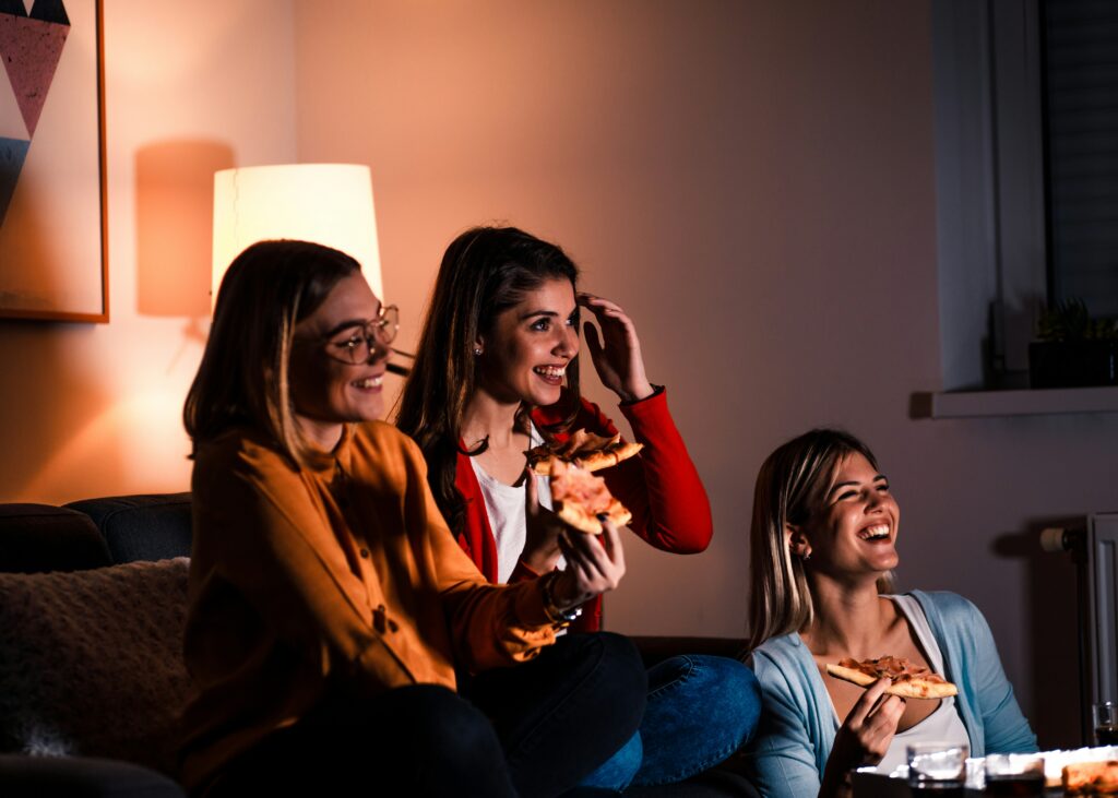 friend group watching a movie related to a particular piece of literature