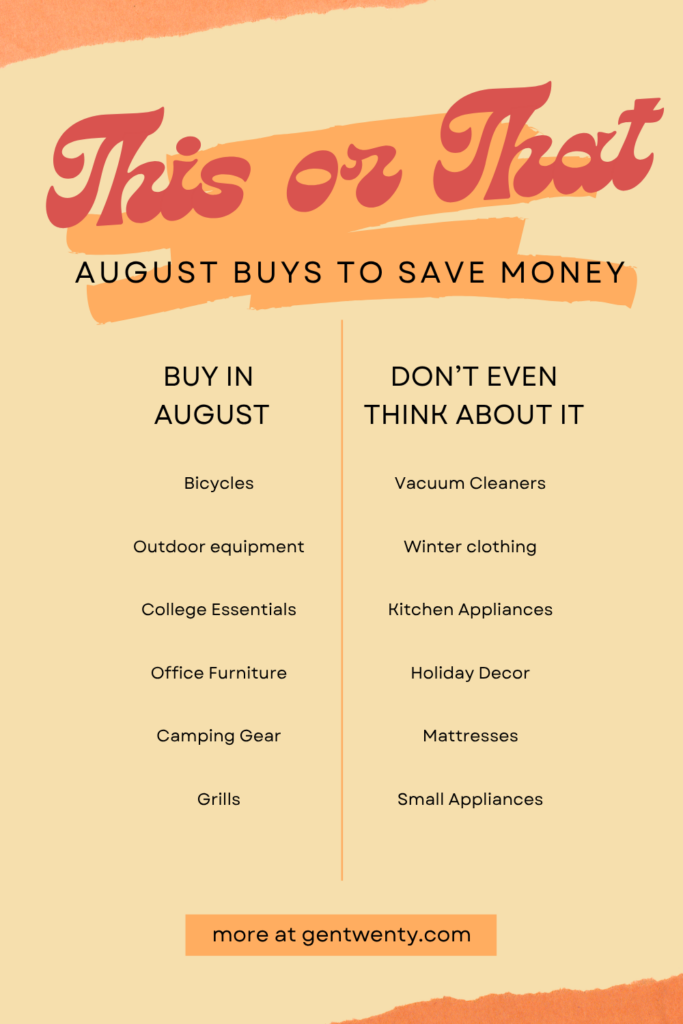 list of purchases better to get one month than another