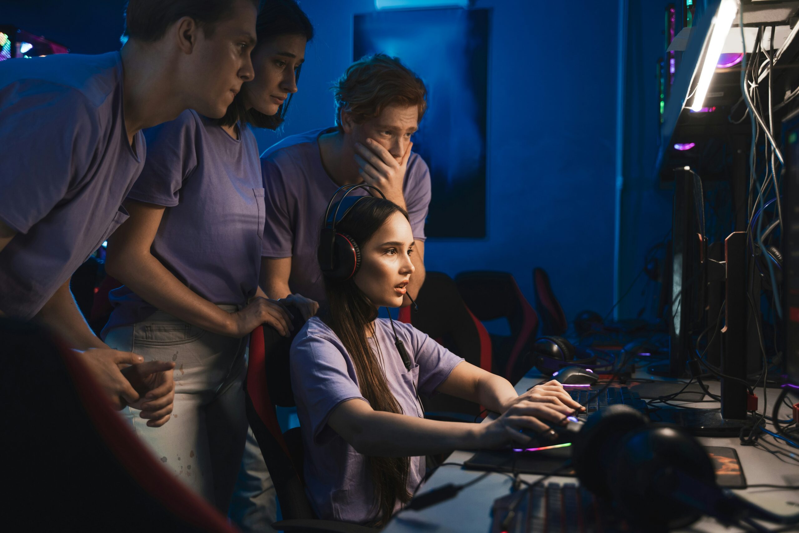 a young woman gaming with friends