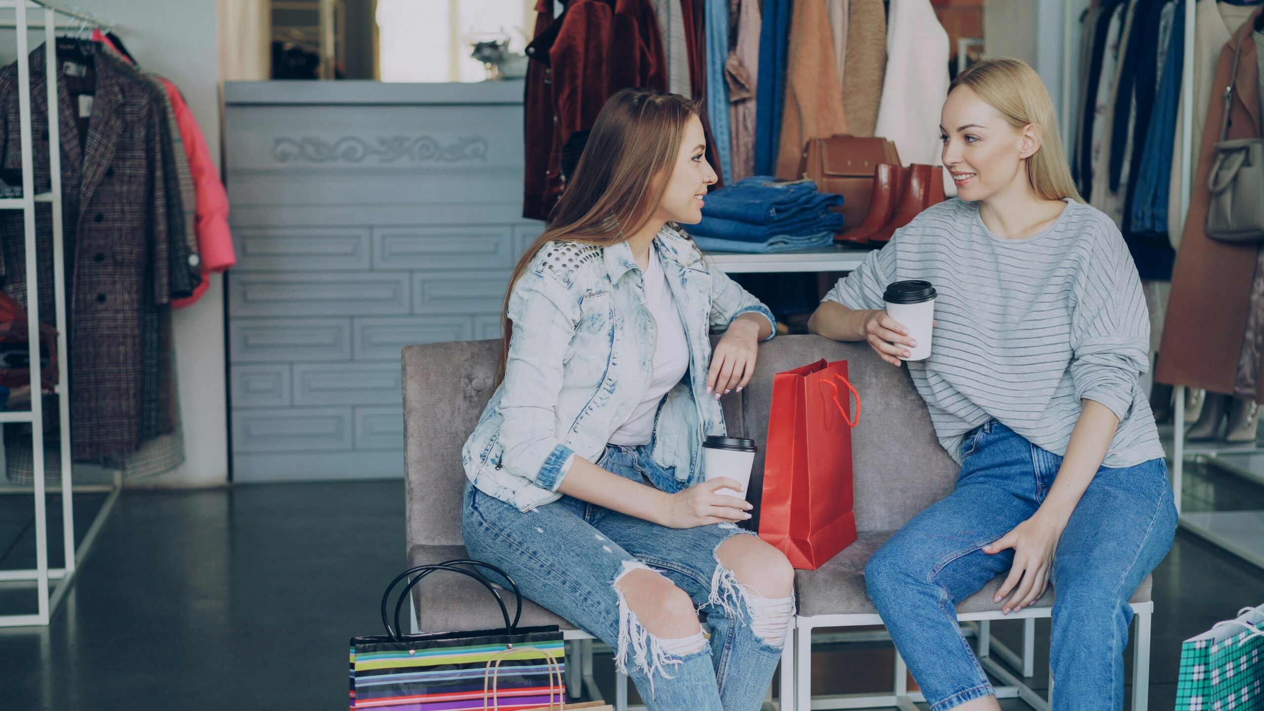 two friends on a shopping trip